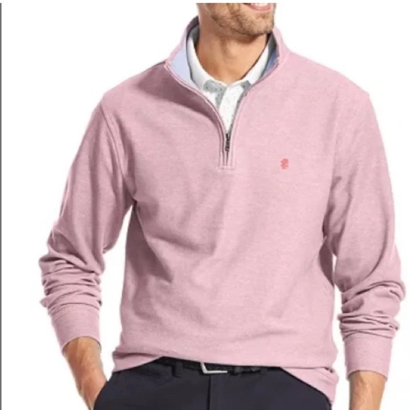 IZOD Saltwater XL Pink Quarter-Zip Pullover. - Picture 1 of 9